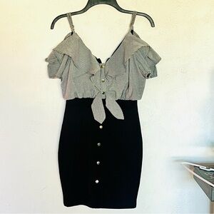 Fashion Nova Black and White Houndstooth Dress